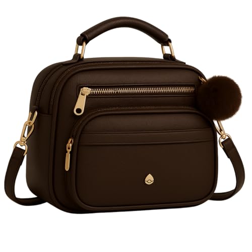 Bolsa Feminina Baú Transversal tamanho Médio em couro PU com Alça De Ombro removível Tiracolo (Coffee)