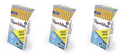 Paper Mate SharpWriter Mechanical Pencils, 0.7mm, HB #2, 36 Count, Yellow - 3 Pack