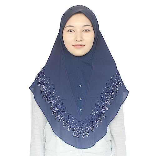 Women's Muslim Islamic Chiffon Scarf Hijab for Girls Rhinestone Hijabs Scarves Double Layer