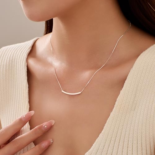 925 Sterling Silver Necklaces for Women Trendy Minimalist, Statement Pendant Necklace Choker Necklace Friendship Necklace for Jewelry Birthday Graduation Gifts for Her3