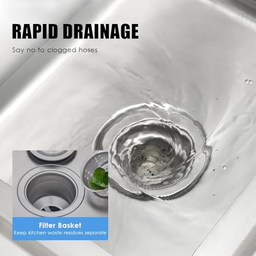 Freestanding Utility Sink,Outdoor Sink Set,Stainless Steel Sink,Outdoor Stainless Steel Free Standing Commercial Kitchen Sink Laundry Room Utility Sink Set (