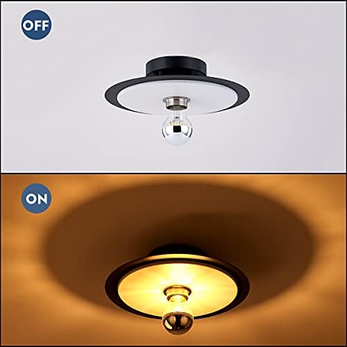 BISAMIYA Ceiling Light with Flat Shade, Brushed Nickel Accent, Rustic Flush Ceiling Light Fixture for Living Room, Hallway, Entryway, Porch, Bulb not Included [Energy Class A+++]
