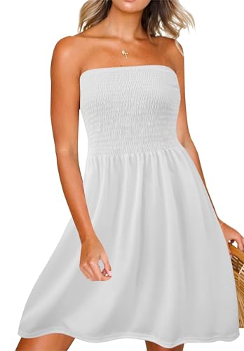Image of Zyyfly Womens Summer Beach Dresses Strapless Cover Ups Dress Tube Top Sundresses