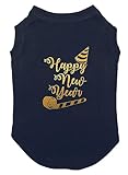 Happy New Year - Gold Foil Dog Shirt (Navy, 2X-Large)