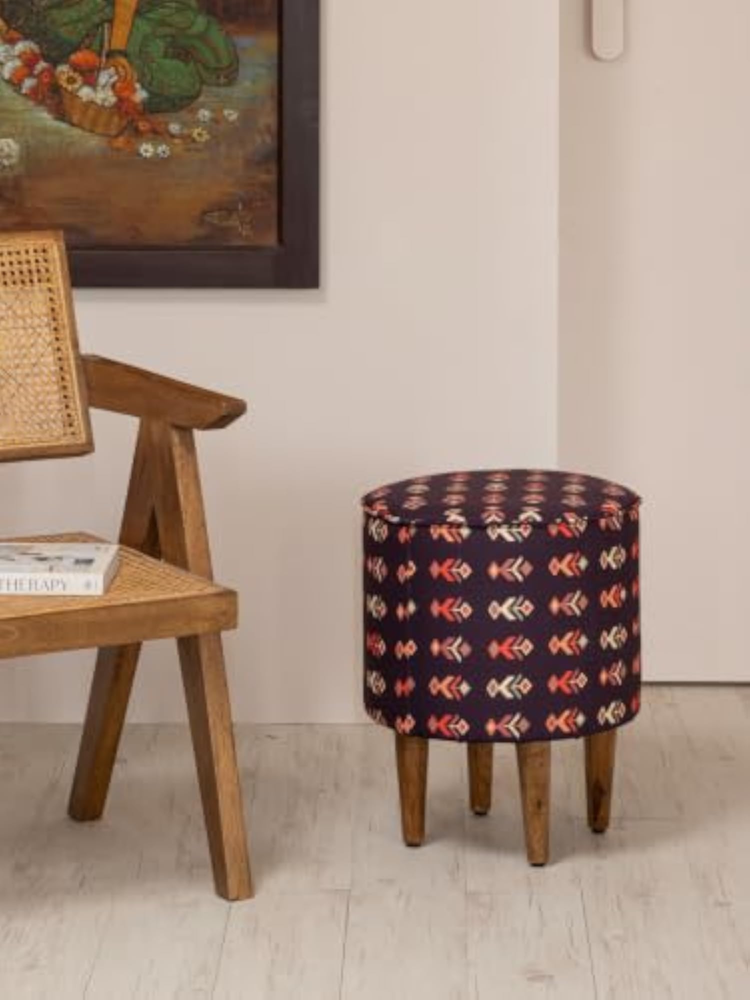 Multicolour Ottoman Stool with Soft Cushion Seat