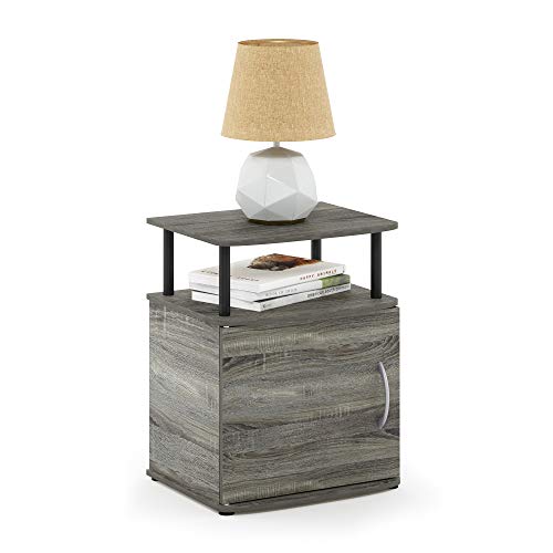 Furinno JAYA Utility Design Beistelltisch, Nachttisch, französische Eiche/Schwarz, 48 (B) x 61.2 (H) x 39.4 (T) cm