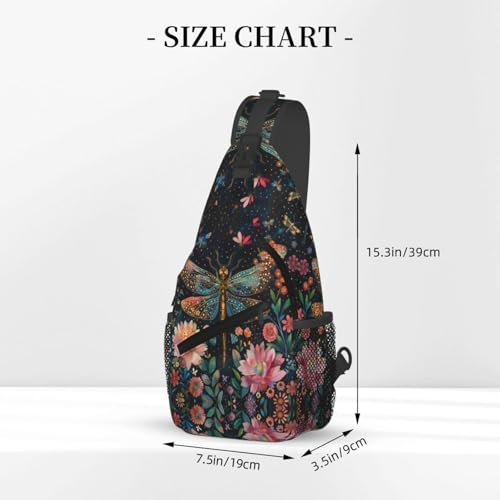 Image of Crossbody Bag Floral Dragonfly Sling Bag Backpack Chest Bags Shoulder Bag for Women Men