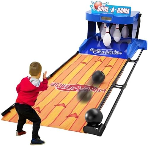 Electronic Bowling Alley Game, Home Bowling Console with Automatic Reset LED Scoreboard Lighting & Simulation Sound for Family Fun