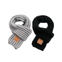 Zhanmai 2 Pcs Toddler Scarf Kids Warm Set Winter Knit Scarves Soft Neck Warmer for Boys Girls Children(Black, Grey)
