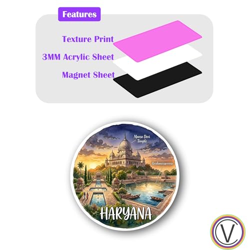Image of Haryana Textured Finish Acrylic Fridge Magnet -UV Texture Printed, Stylish Multicolor Magnet for Fridge, Wardrobe & Metal Surfaces, Pack of 1 (Haryana 1)