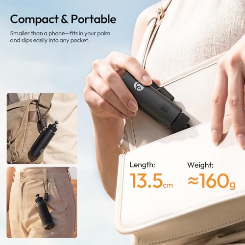 Image of ULANZI MA94 Mini Charging Battery Handle Compatible with DJI Osmo Pocket 3, 1300mAh Extended Battery Grip with Type-C Pass-Through Charging, Lightweight Vlog Power Handle for Content Creator Vloggers