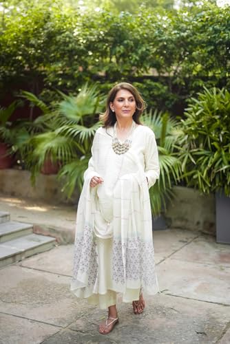 Image of GoSriKi Women's Rayon Blend Printed Straight Kurta with Pant & Dupatta