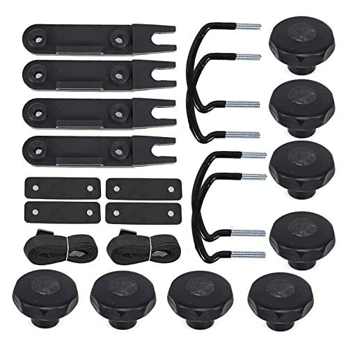 Ryanstar Racing 4 Pcs Roof Box U-Bolt Clamps Rooftop Car Van Mounting Accessories U-Bracket Mounting Accessories, 85Mm Internal Width, With 8 Lock Nuts, 2 Strap Kit For Most Cars #TOP4