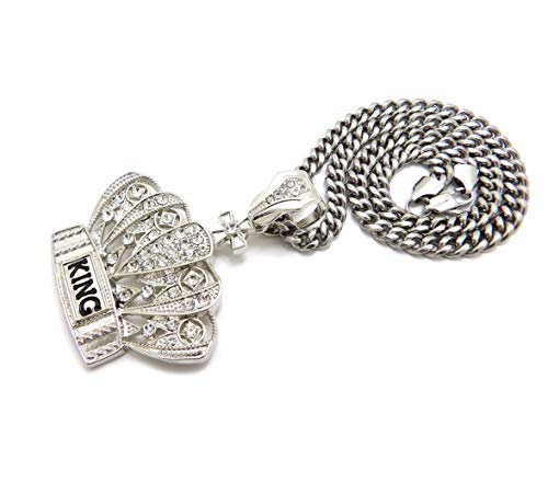 CBC Crown Crown with King Pendant 6mm 18"/20"/24"/30" Stainless Steel Cuban Chain Necklace2