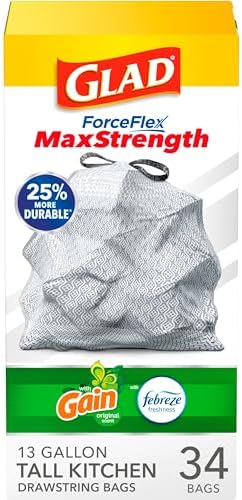 Glad Tall Kitchen Trash Bags 13 Gallon, Gain Original Garbage Bag...