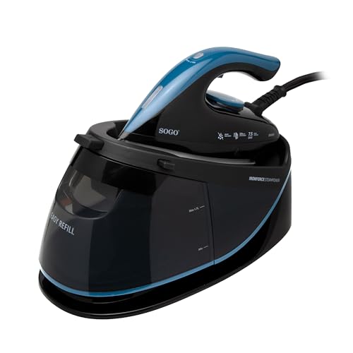 Sogo Centro de Planchado a Vapor 2400W para Planchado Rápido y Sin Arrugas - Plancha Ropa Vapor con Depósito 1,7L y Golpe Potente - Centro de Planchado con Auto Apagado y Suela Cerámica Deslizante - imagen 2