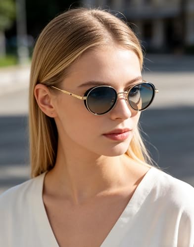 Image of Fashion Sunglasses for Women Metal Frame Round Shades Circular Sunnies(2A409)