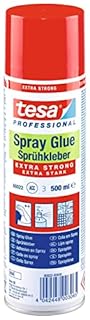 tesa Colle en Spray Extra Forte Professionnelle – Collage Permanent pour Tous Types de Matériaux (Caoutchouc, Tissus, Cuir, etc.) – Sans Silicone – 500 ml