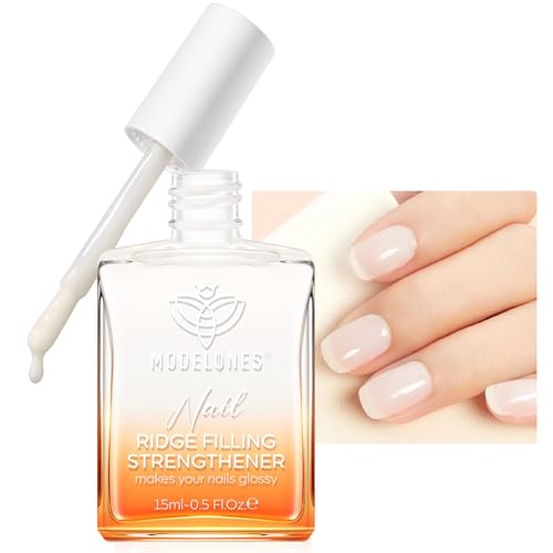 modelones Nail Strengthener and Growth Milky White Nail Polish Nail Repair for Damaged Nails Hardener Ridge Filler for Nail Strengthening Polish Gifts Women 15ml