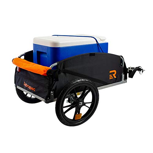 Image of Retrospec Rover Hauler Bike Cargo Trailer - Foldable Frame with Weather-Resistant Fabric & 80lb Capacity - Universal Bike Trailer for 20-29in Wheels - Includes Safety Flag & D-Ring Anchors