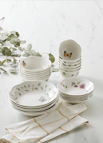 Image of Lenox Butterfly Meadow Porcelain 24-Piece Variety Bowl Set for 6