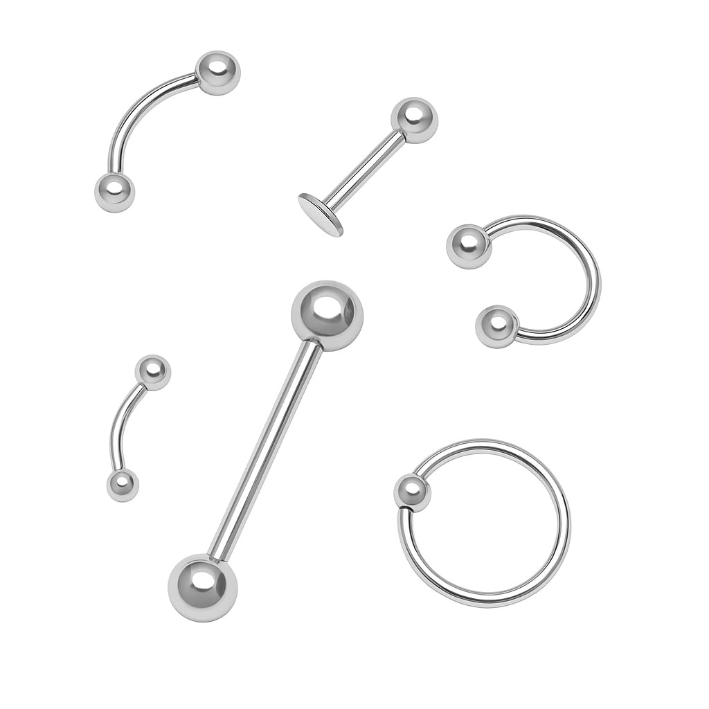 pmw Body Pierced Silver Color Surgical Earrings Jewelry for Men/Women/Boys/Girls Stainless Steel Stud Earring - 5 pcs in 1 set-picture-27