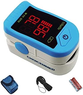 CHOICEMMED Light Blue Finger Pulse Oximeter - Blood Oxygen Saturation Monitor - SPO2
