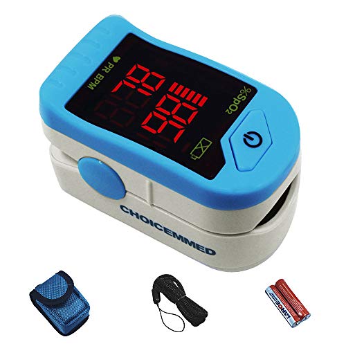 CHOICEMMED Light Blue Finger Pulse Oximeter - Blood Oxygen Saturation Monitor - SPO2