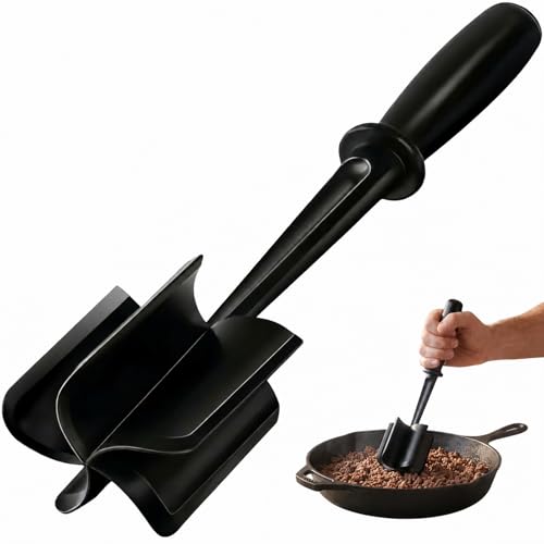 Premium Meat Chopper and Meat Masher, 5 Blades Non Stick Ground Beef Masher, Heat Resistant Hamburger Smasher, Nylon Potato Masher Dishwasher Safe Kitchen Utensil, VUCVOLH, Black