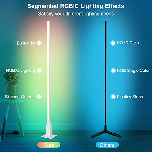 Depuley Smart Rgb Floor Lamp, Wifi Color Changing Corner Lamp Compatible With Alexa Mood Light, App Control With Music Sync Timer Modern Corner Led Light, Ambient Standing White Lamp For Living Room #TOP4