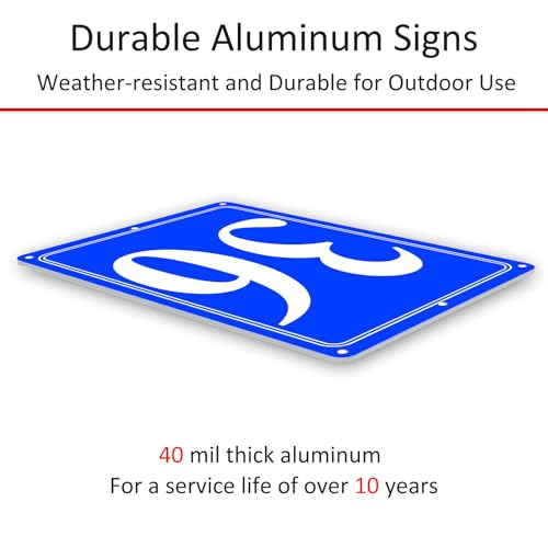 Image of Premium Aluminum Number Signs 36, Metal 12 inch X 8 inch Blue Numbered Signs Outdoor for Parking Lots, Floor, Dock, Court, Aisle, Field, High Visibility, No Fade, Weather-resistant