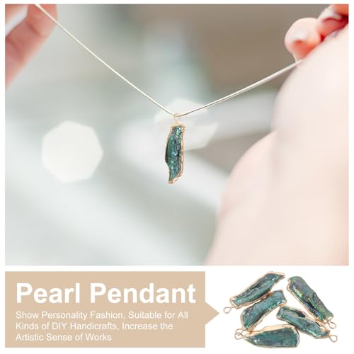 Pendentifs perles baroques d'eau douce vert paon pour création DIY de colliers - 2