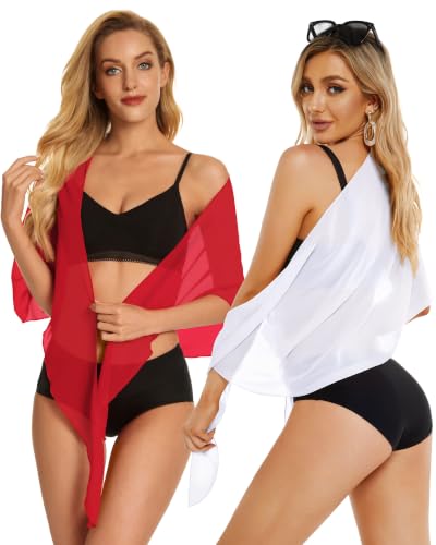 Image of CHICGAL 2 Pieces Women Beach Sarong Bathing Suit Wrap Skirt Sheer Bikini Swimsuit Cover Ups for Swimwear