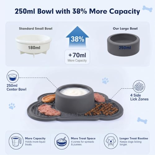 Image of Anti-Slip Slow Feeder Dog Bowl and Lick Mat with Rolling Ball