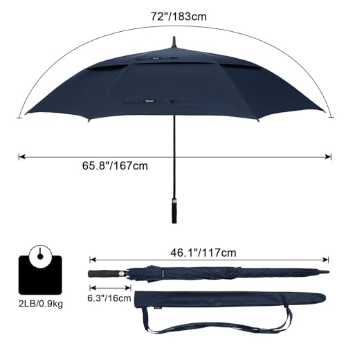 Image of G4Free 47 /54 /62 /68 Inch Automatic Open Golf Umbrella Oversize Extra Large Double Canopy Vented Windproof Waterproof Stick Umbrellas