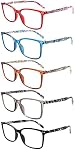 5 Pack Reading Glasses for Women Stylish Blue Light Blocking Anti Eyestrain Lightweight Computer Readers Spring Hinge