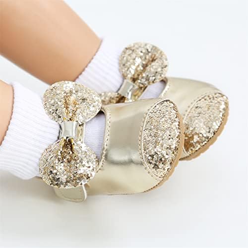 myppgg Baby Girls Mary Jane Flats Sparkly Bowknot Princess Dress Crib Shoes Review | Image 2