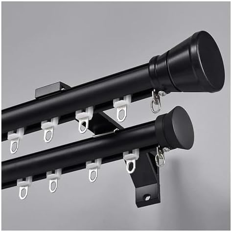 Double Curtain Track Rod for Bay Windows - Wall Mounted Decorative Curtain Rail with Complete Kits for Living Room & Balcony Drapes (2.4m/7.9ft)