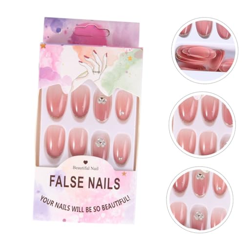 Beaupretty 1 Strass Unhas Postiças Nude Unhas Postiças Brilhantes Cobertura Completa Unhas Caixão Un