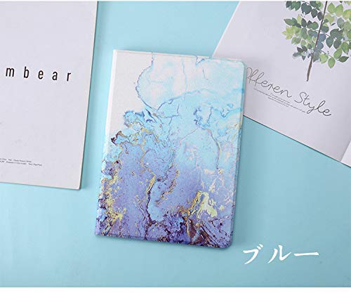大理石柄 iPad Air 11インチ (M3/M2)/ iPad Air 第5/4世代 10.9インチ ケース マーブル柄 かわいい レディース アイパッド Air5 Air4 カバー 大人 お洒落 ブック式 オートスリープ機能 女性 人気 (ブルー)
