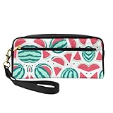 Fruits - Bolsa de maquillaje pequeña de piel con estampado de sandía, organizador de accesorios cosméticos reutilizable, bolsa de aseo de viaje