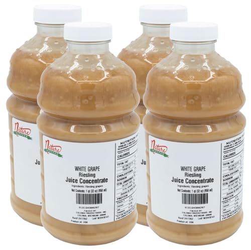 Nature Blessed 100% Riesling White Grape Fruit Juice Concentrate - 4 Quarts (4/32 fl oz bottles), Great for Home Vintners, Home Wine, Cider, Spirits, Smoothies, or Jelly Production