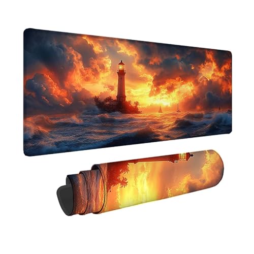 Tapis de souris XXL rouge 80x40 cm avec bords cousus et base antidérapante pour bureau