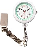 【リトルマジック】[自分で電池交換可][軽量化] 3種のチェーン ナースウォッチ [ 日本製ムーブメント] [ 電池容量最長3年] [ 3気圧防水 ] [ 蓄光 ] [ セラミック＆クリア塗装 ]シンプル 懐中時計 防水 時計 看護師 男女兼用 (便利チェーン2種+リール付き)(ミント NS30)