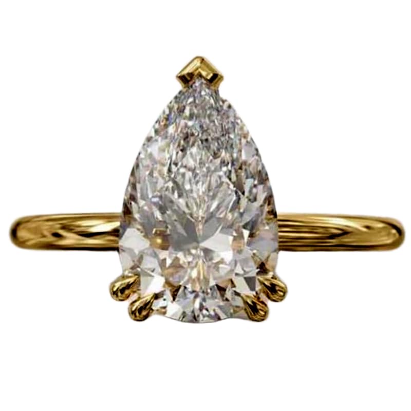 Bague solitaire argent 925 femme avec pierre CZ et anneau plaqué or