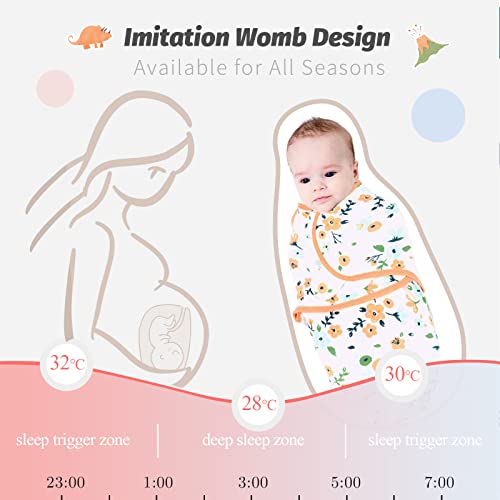 Image of LAT Swaddle Blanket with zip Baby Girl Boy-Easy Adjustable 3 Pack Infant Sleep Sack Wrap Newborn Babies 100% Cotton Sleep Bag(Pink Flowers,0-3Months)