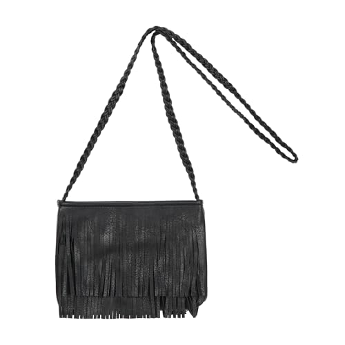 Image of Hoce Women's Leather Fringe Messenger Bag Large Hobo Crossbody Tassel Shoulder Bags, Gift for Mom Wife Girlfriend