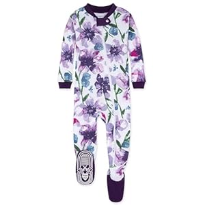 Burt’s Bees Baby Girls’ Snug Fit One-Piece Footed Non-Slip Sleeper Pajamas