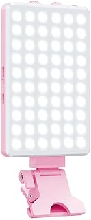 SUPIRING Luz de Relleno para Teléfono Móvil con Interfaz de Carga Tipo C, Luz de Relleno LED Portátil con Clip, Color Rosa