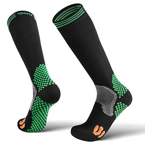 TopAcsy Patented Compression Running Socks for Mens Womens, Graduated 15-20mmHg Knee High Stocking